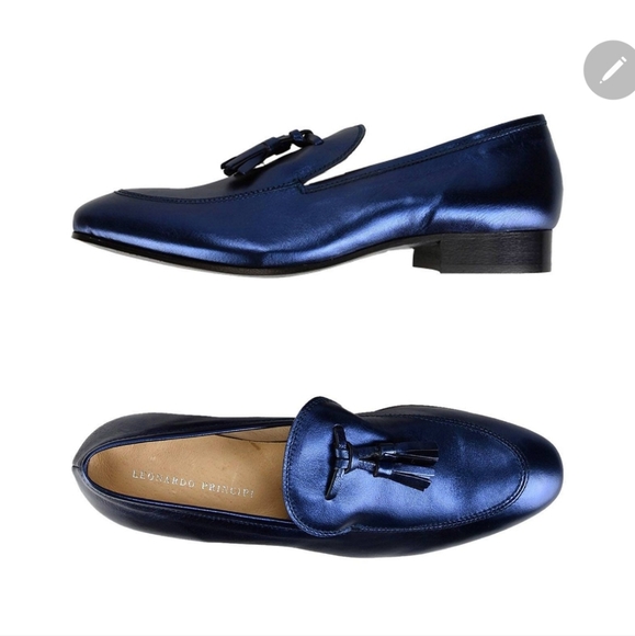 LEONARDO PRINCIPI BLUE LOAFERS SZE 8. RUNS BIG - Picture 3 of 5